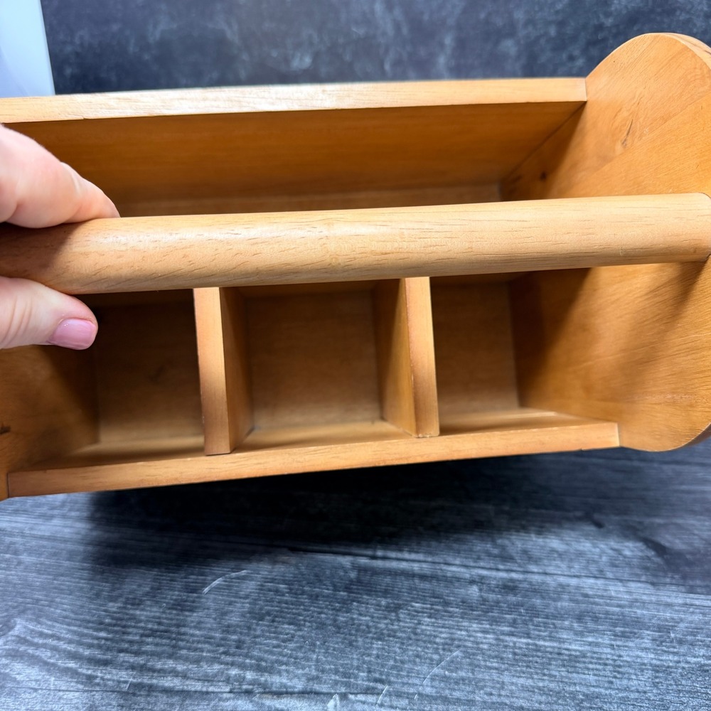 M. Kamenstein Wooden Caddy Rooster Folk Art Wood Brown 1990s Kitchen Organizer - Picture 6 of 8